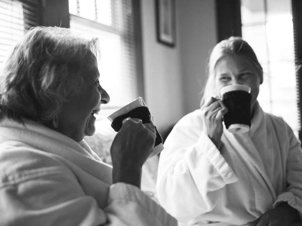 Women enjoying tea on a spa day at Blooming Day Spa in San Marcos Texas