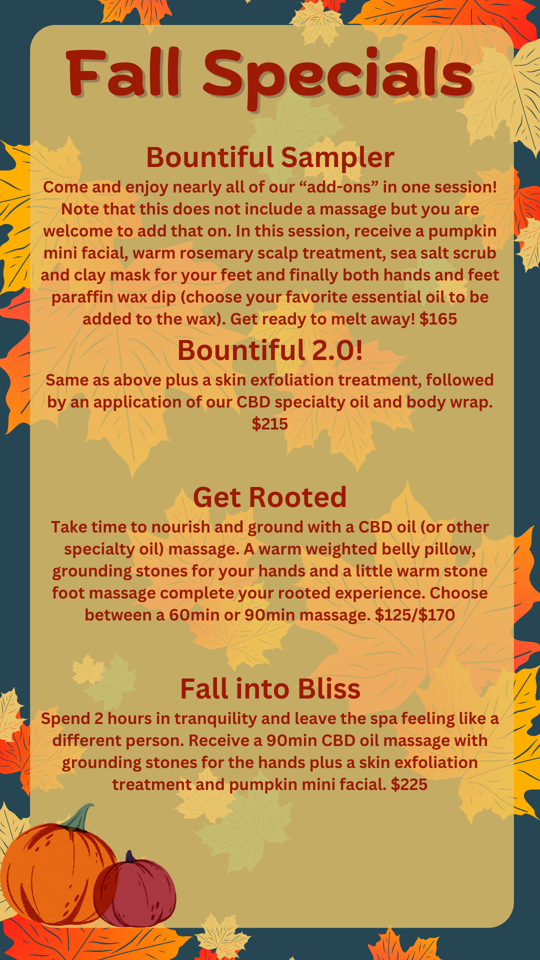 Fall Massage Specials at Blooming Day Spa San Marcos Texas